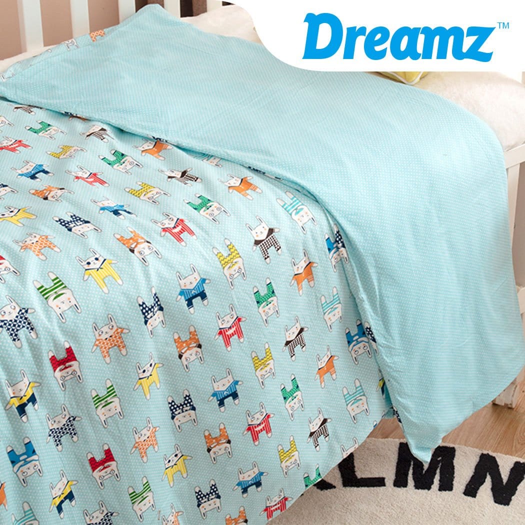 Dreamz Weighted Blanket 142x105cm Kids Cotton Weighted Blanket Lap Pad Cartoon Print Cover Blue