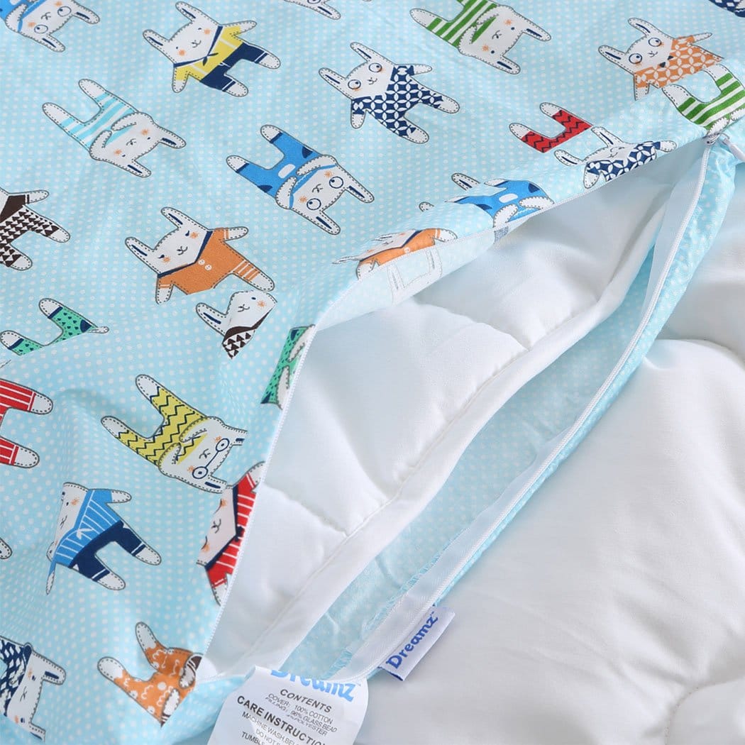 Dreamz Weighted Blanket 142x105cm Kids Cotton Weighted Blanket Lap Pad Cartoon Print Cover Blue