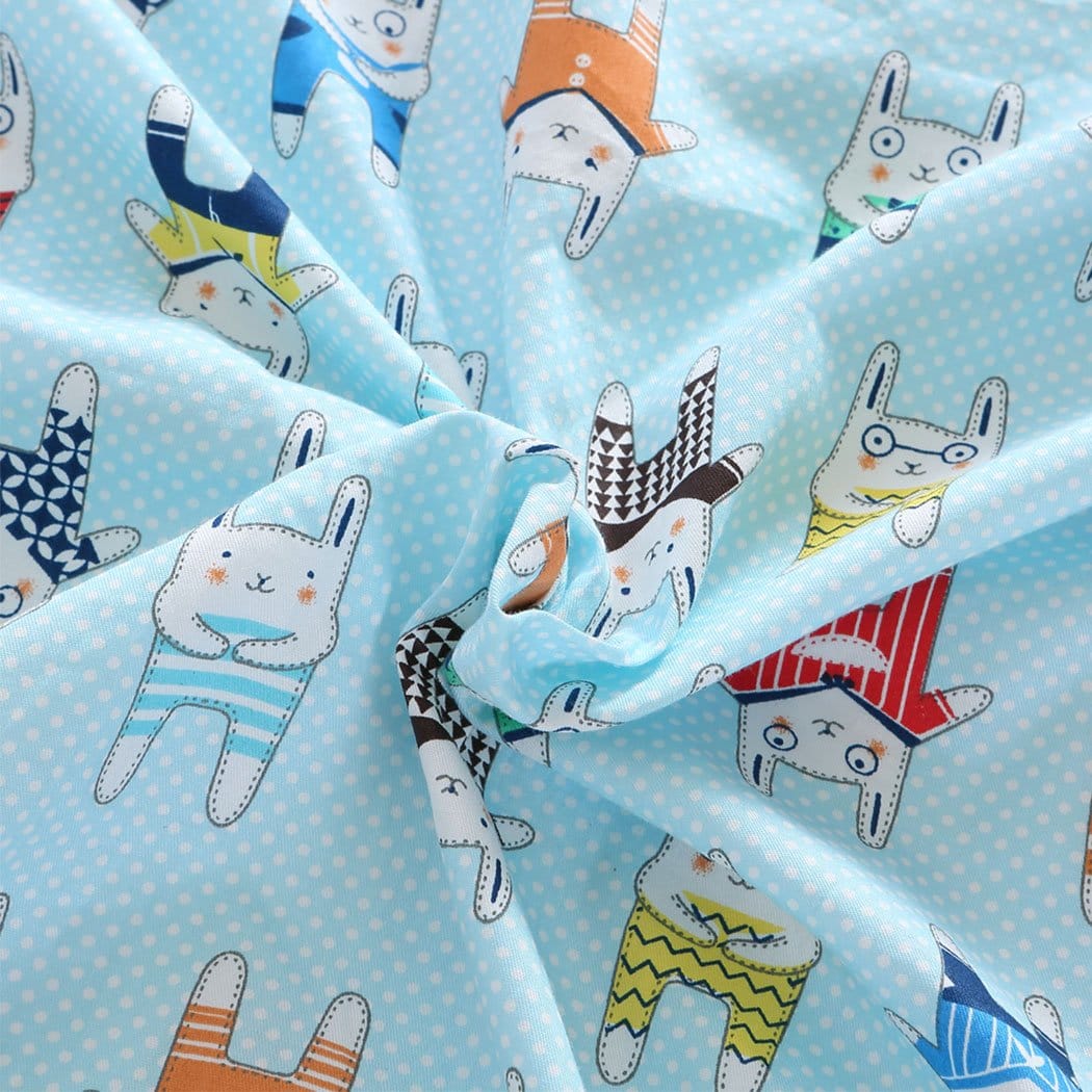 Dreamz Weighted Blanket 142x105cm Kids Cotton Weighted Blanket Lap Pad Cartoon Print Cover Blue