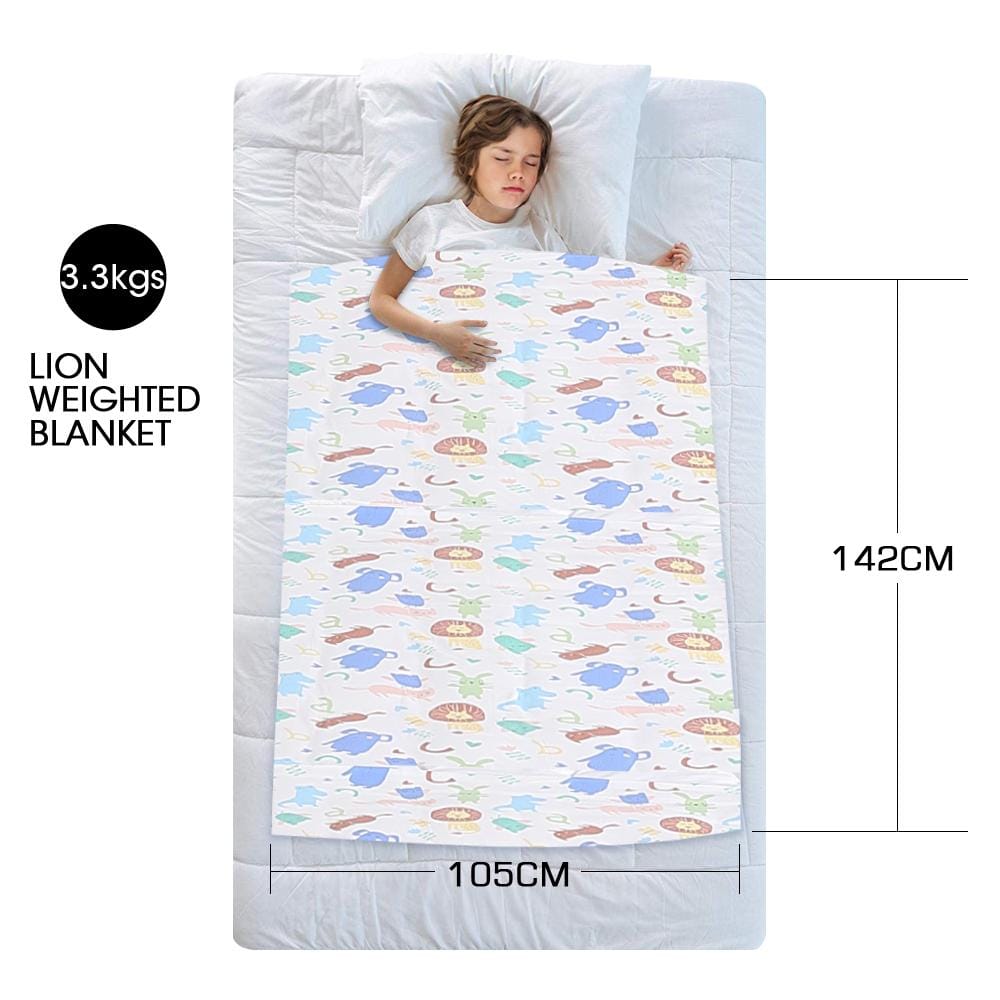 Dreamz Weighted Blanket 142x105cm Kids Cotton Weighted Blanket Lap Pad Cartoon Print Cover Pink