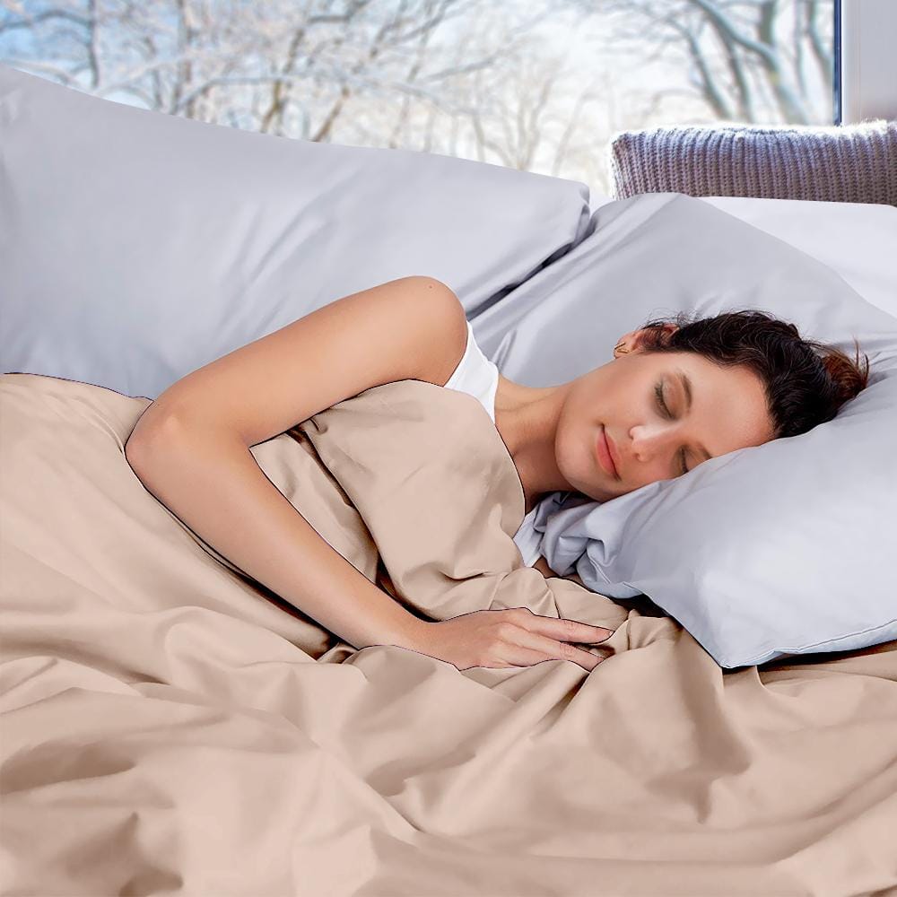 Dreamz Weighted Blanket 198x122cm Cotton Anti Anxiety Weighted Blanket Cover Protector Beige