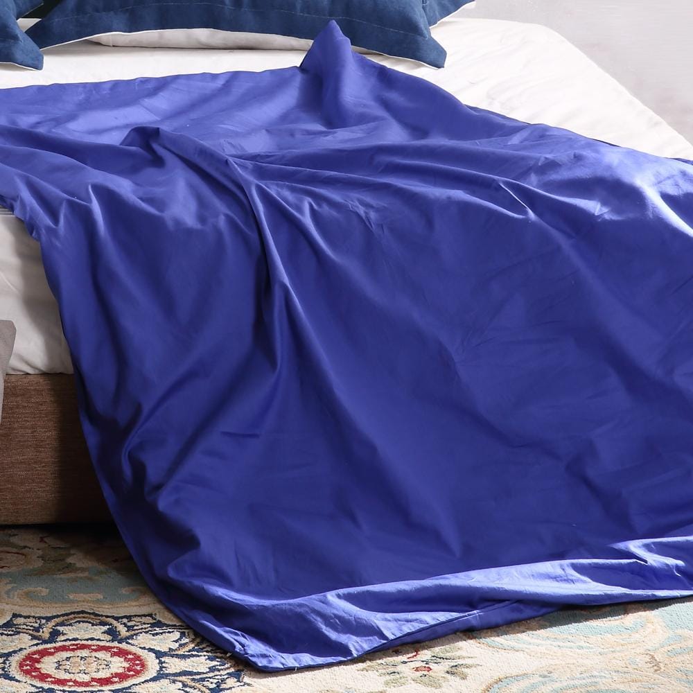 Dreamz Weighted Blanket 198x122cm Cotton Anti Anxiety Weighted Blanket Cover Protector Blue