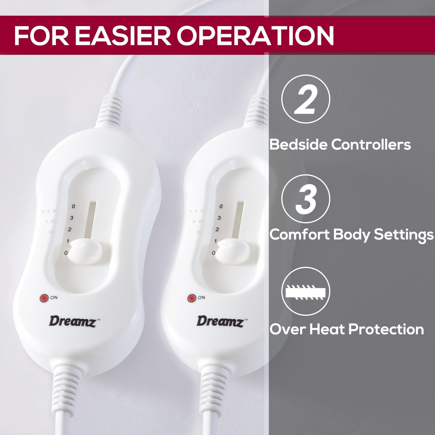 Dreamz Electric Blanket 2x 450 GSM Fleecy Electric Blanket Heated Warm Winter Fitted King Size