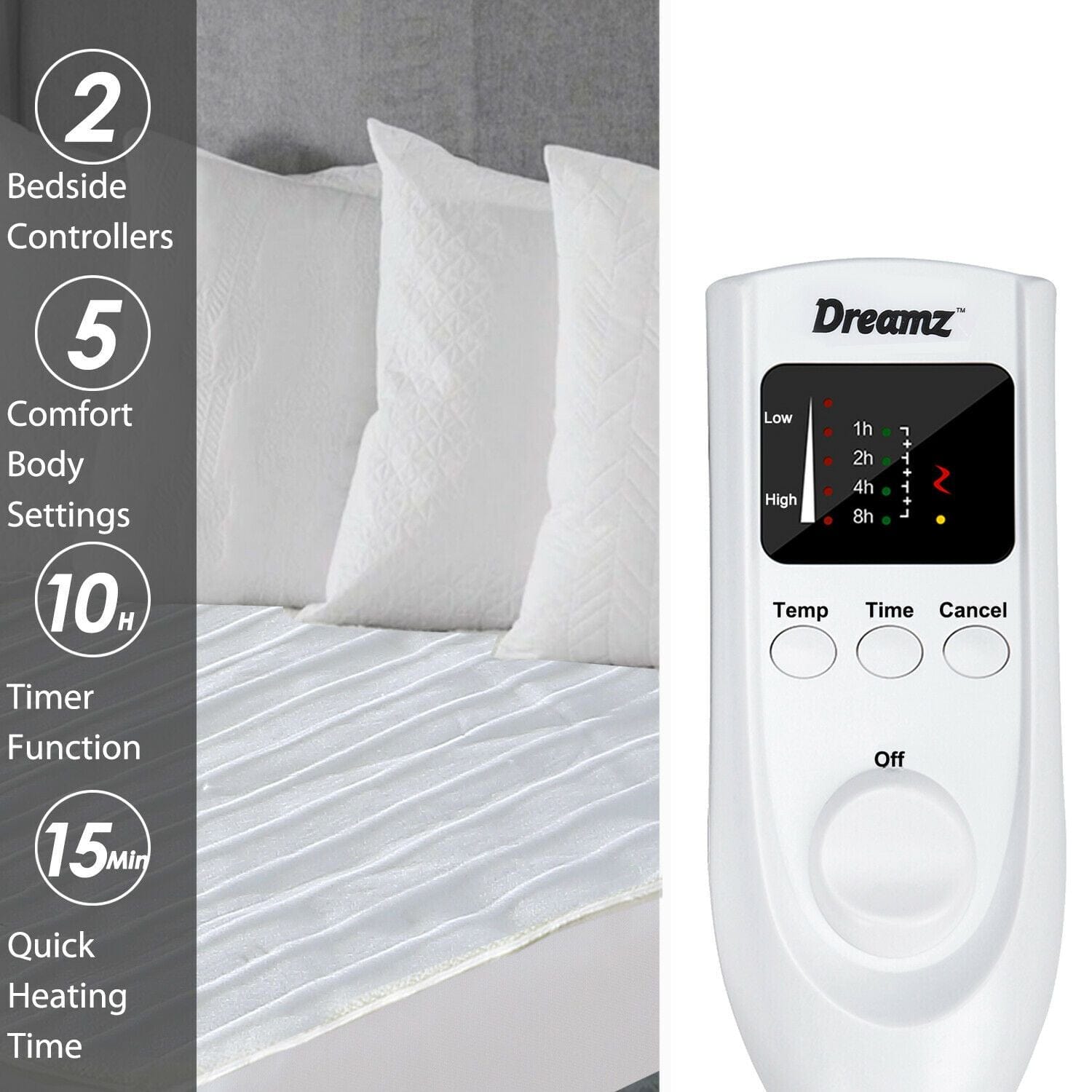 Dreamz Electric Blanket 2x  450 GSM Polyster Electric Blanket Heat Warm Winter Fitted Queen Size