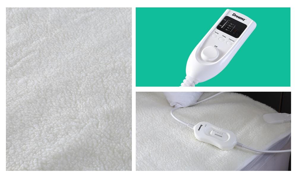 Dreamz Electric Blanket 2x DreamZ 450 GSM Fleecy Electric Blanket Heated Warm Winter Fitted Double Size