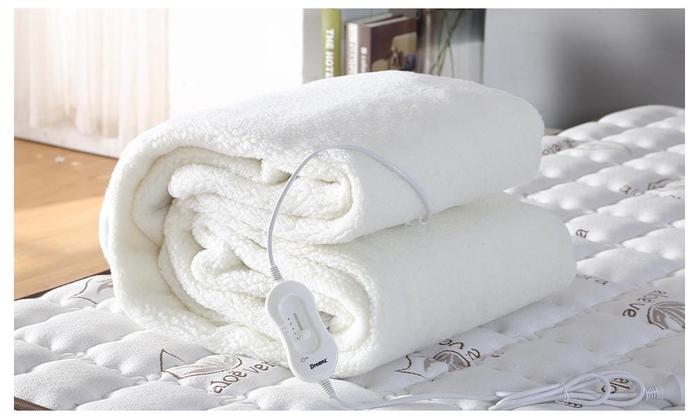 Dreamz Electric Blanket 2x DreamZ 450 GSM Fleecy Electric Blanket Heated Warm Winter Fitted Double Size