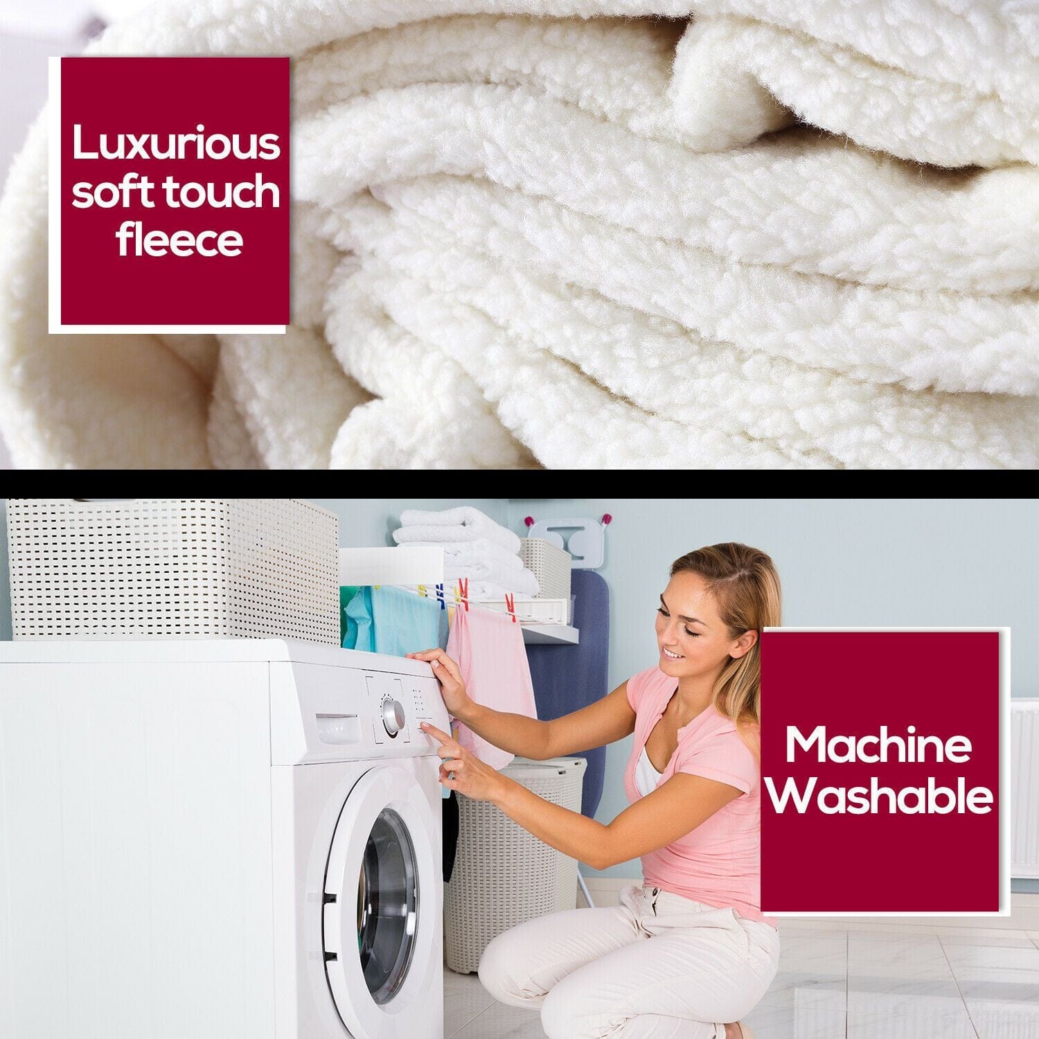 Dreamz Electric Blanket 450 GSM Fleecy Electric Blanket Heated Warm Winter Fitted Double Size
