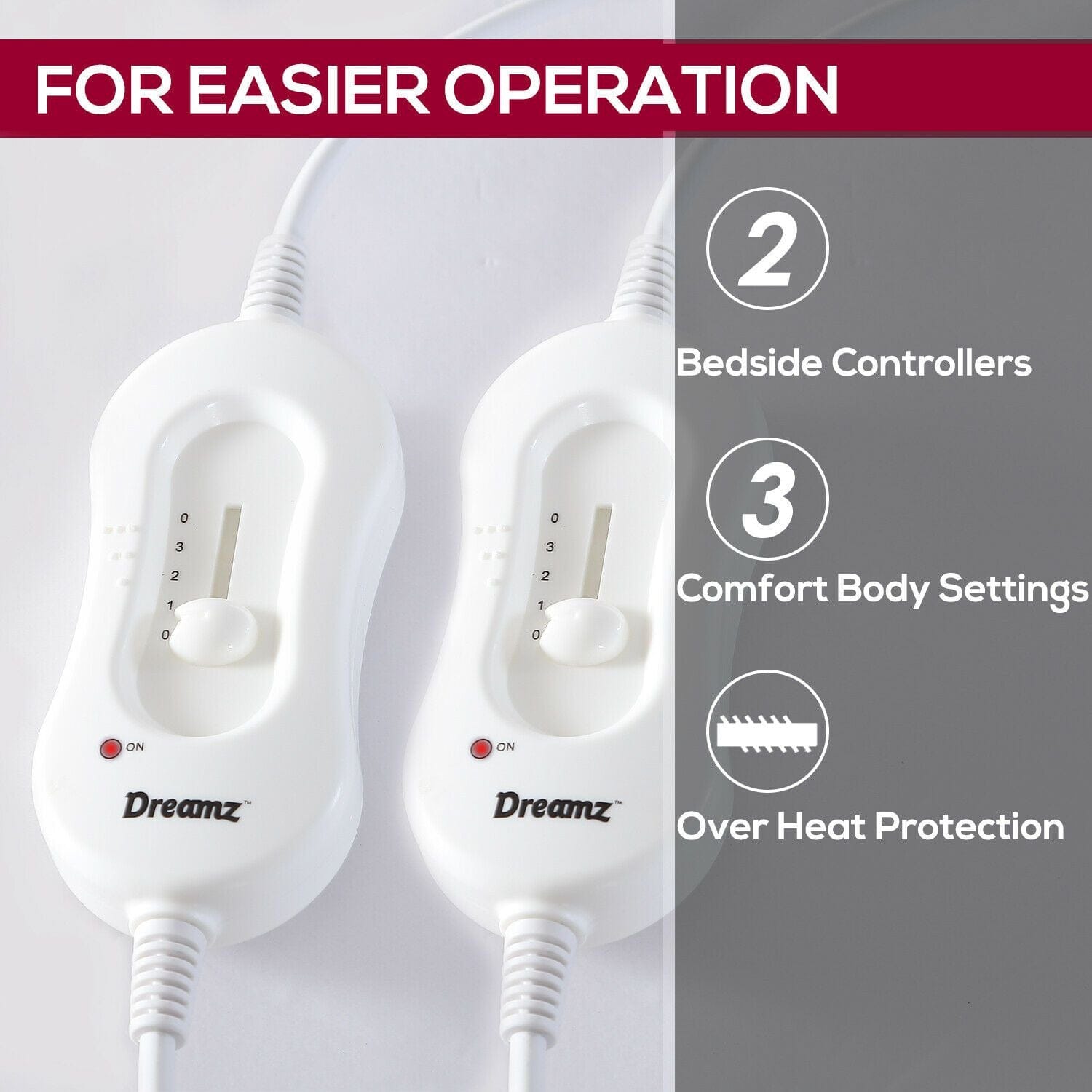 Dreamz Electric Blanket 450 GSM Fleecy Electric Blanket Heated Warm Winter Fitted Double Size