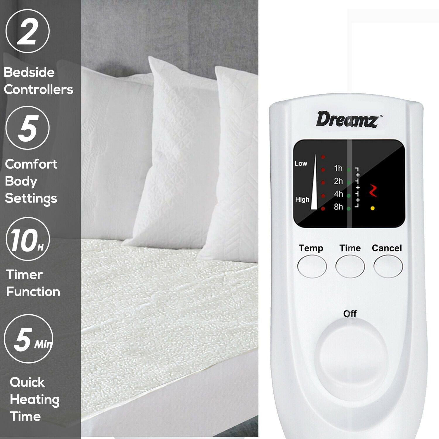 Dreamz Electric Blanket 450 GSM Fleecy Electric Blanket Heated Warm Winter Fitted Queen Size
