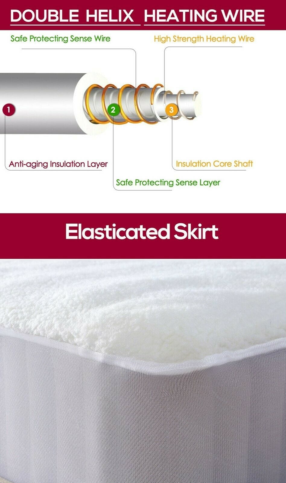 Dreamz Electric Blanket 450 GSM Fleecy Electric Blanket Heated Warm Winter Fitted Single Size