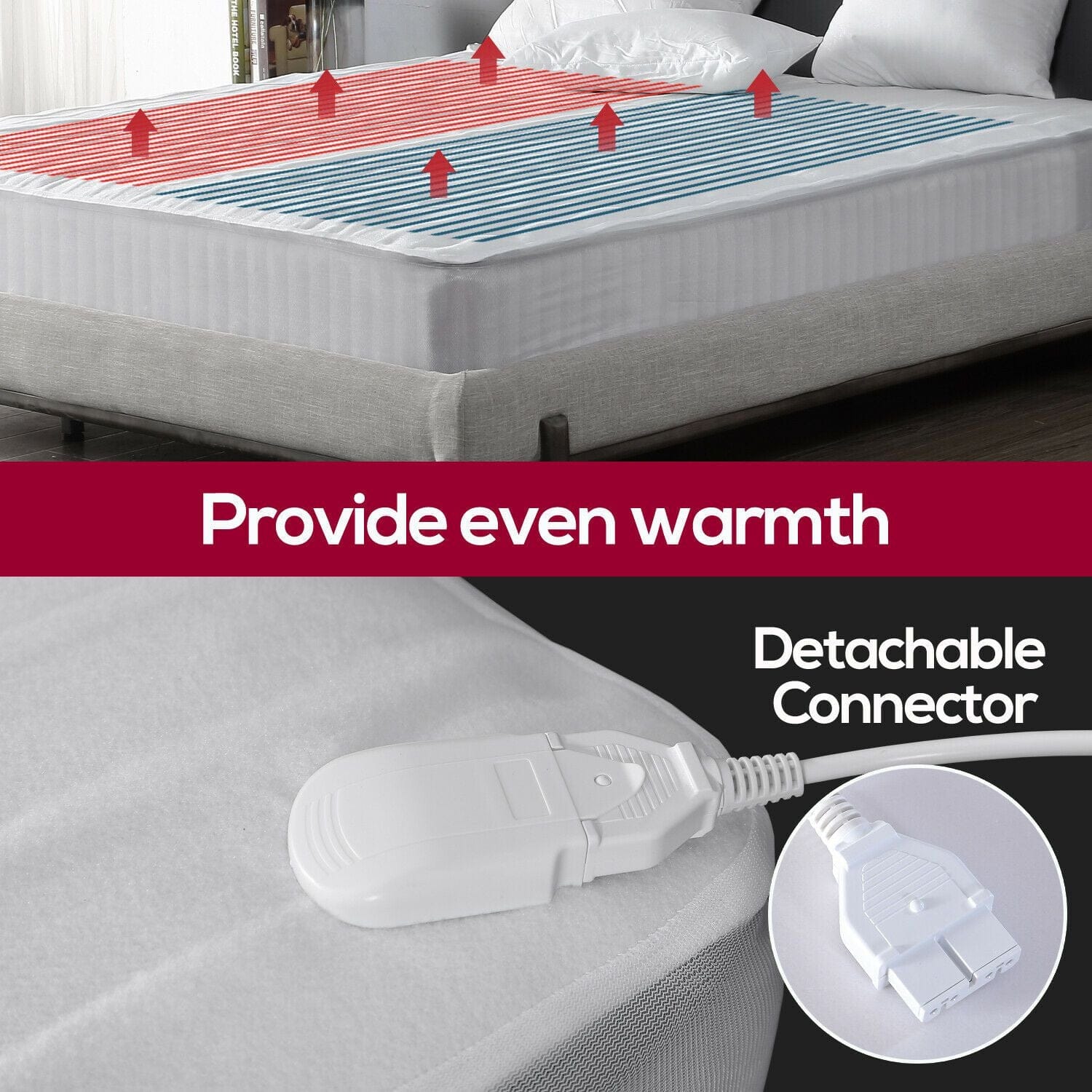 Dreamz Electric Blanket 450 GSM Polyster Electric Blanket Heated Warm Winter Fitted Queen Size