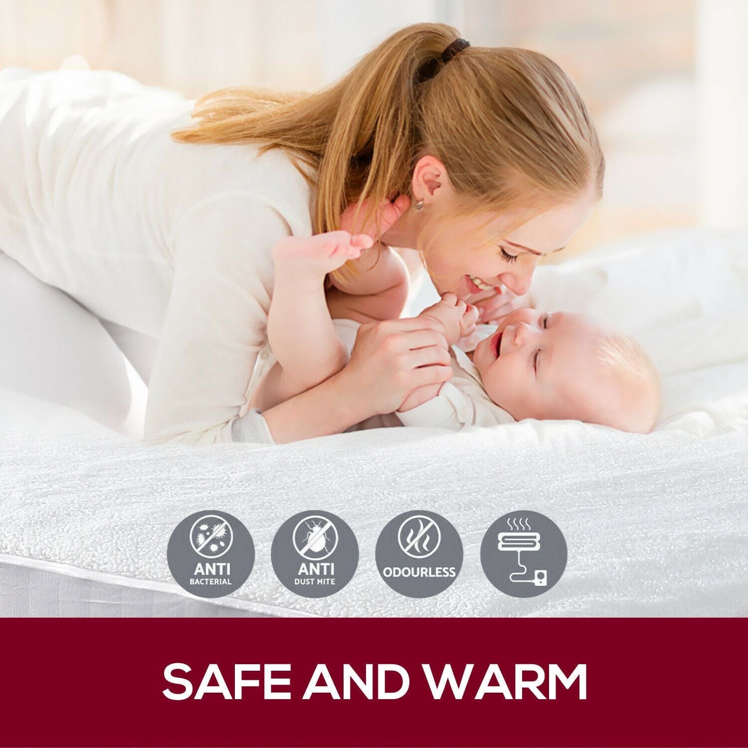 Dreamz Electric Blanket 450 GSM Polyster Electric Blanket Heated Warm Winter Fitted Queen Size