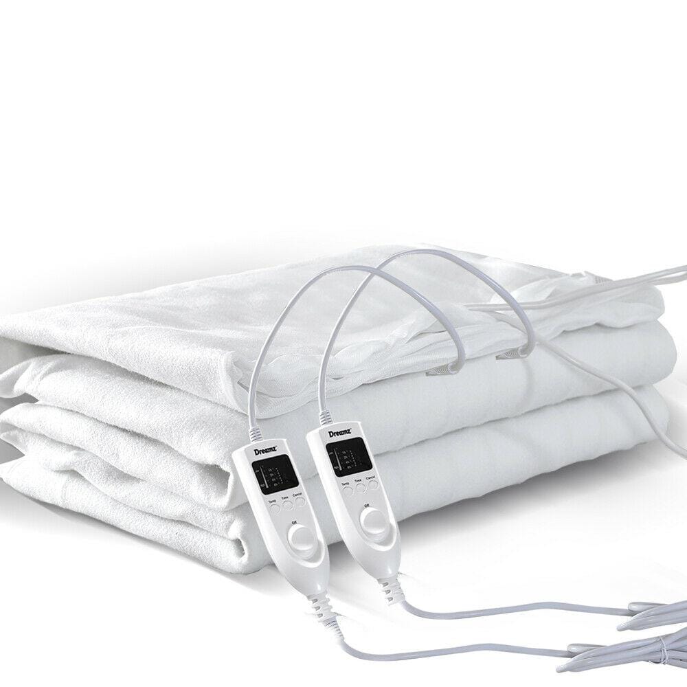 Dreamz Electric Blanket 450 GSM Polyster Electric Blanket Heated Warm Winter Fitted Queen Size