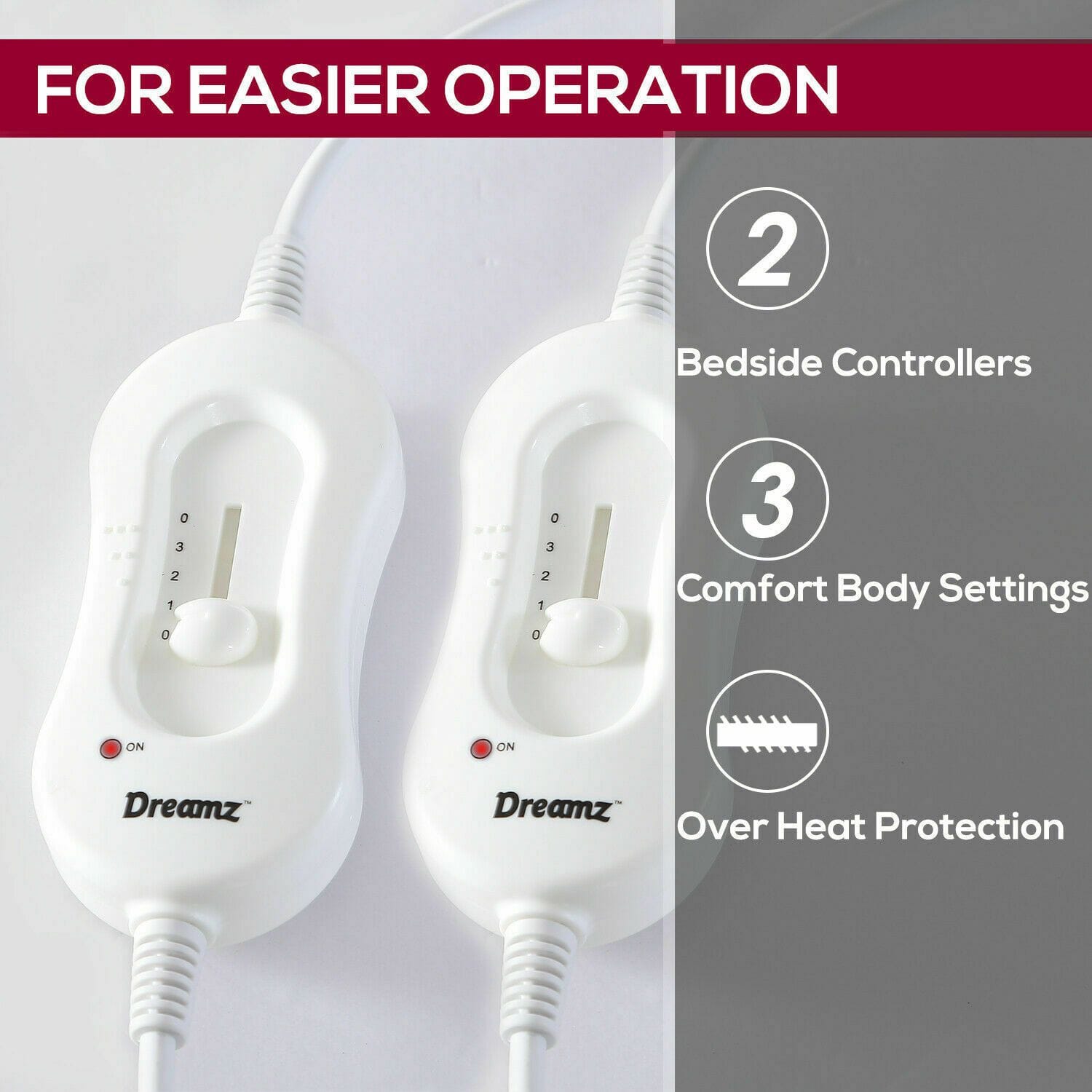 Dreamz Electric Blanket 450 GSM Polyster Electric Blanket Heated Warm Winter Fitted Queen Size