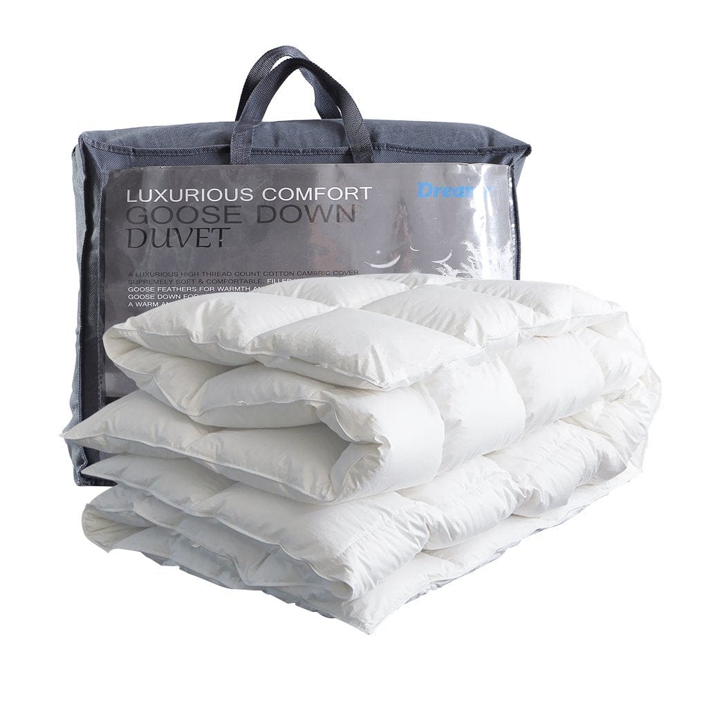 Dreamz Duvet/Quilt 500GSM All Season Goose Down Feather Filling Duvet in Super King Size