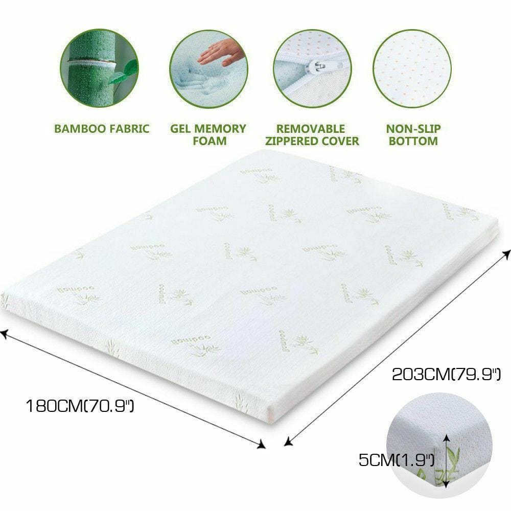 Dreamz Mattress Topper 5cm Thickness Cool Gel Memory Foam Mattress Topper Bamboo Fabric King