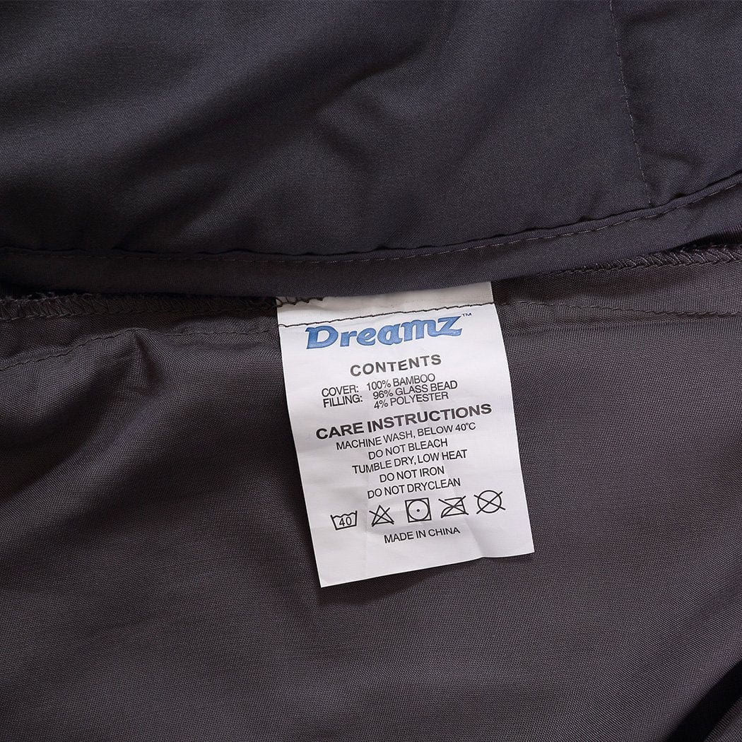 Dreamz Weighted Blanket 5KG Weighted Blanket Promote Deep Sleep Anti Anxiety Single Dark Grey