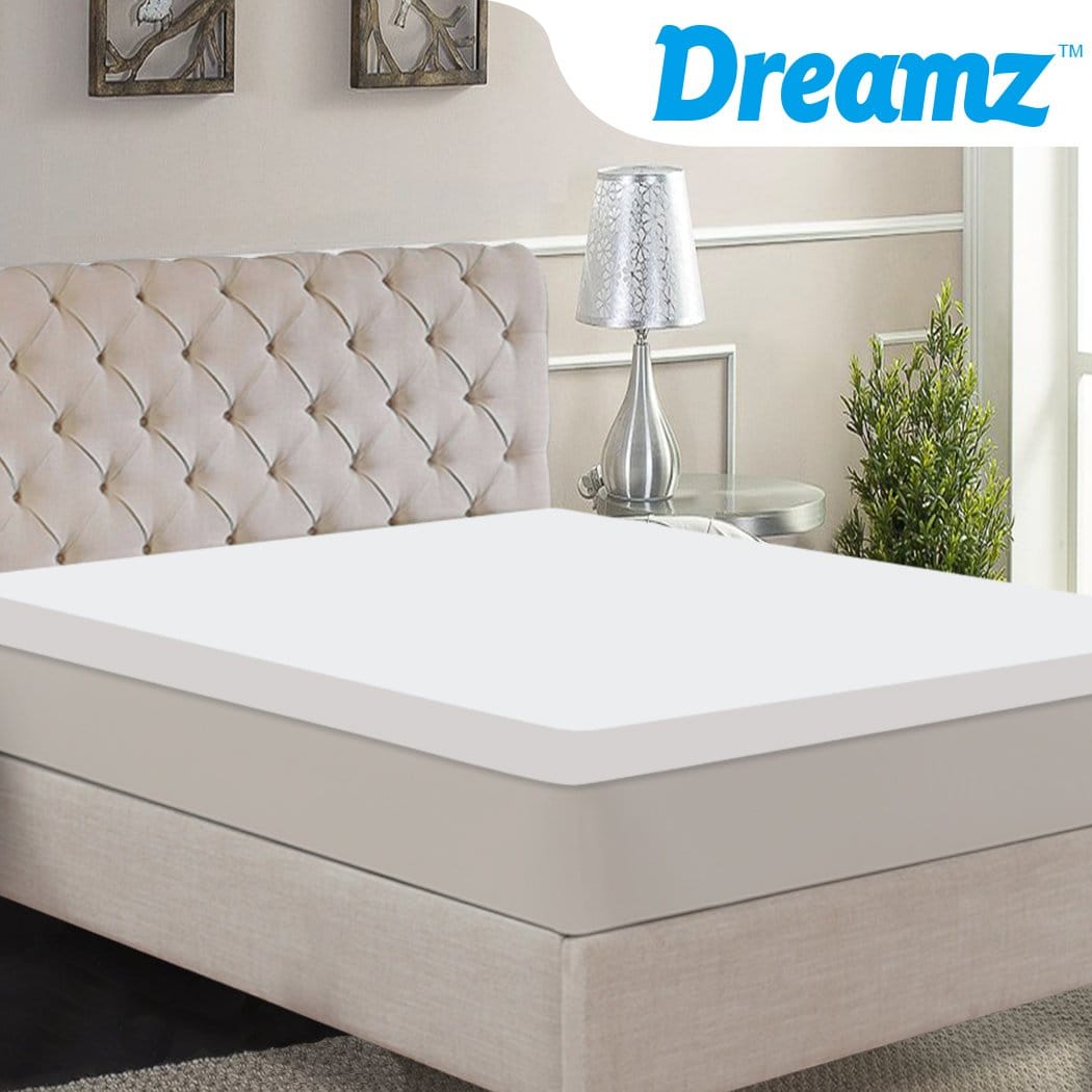 Dreamz Mattress Topper 7cm Memory Foam Bed Mattress Topper Polyester Underlay Cover King Single