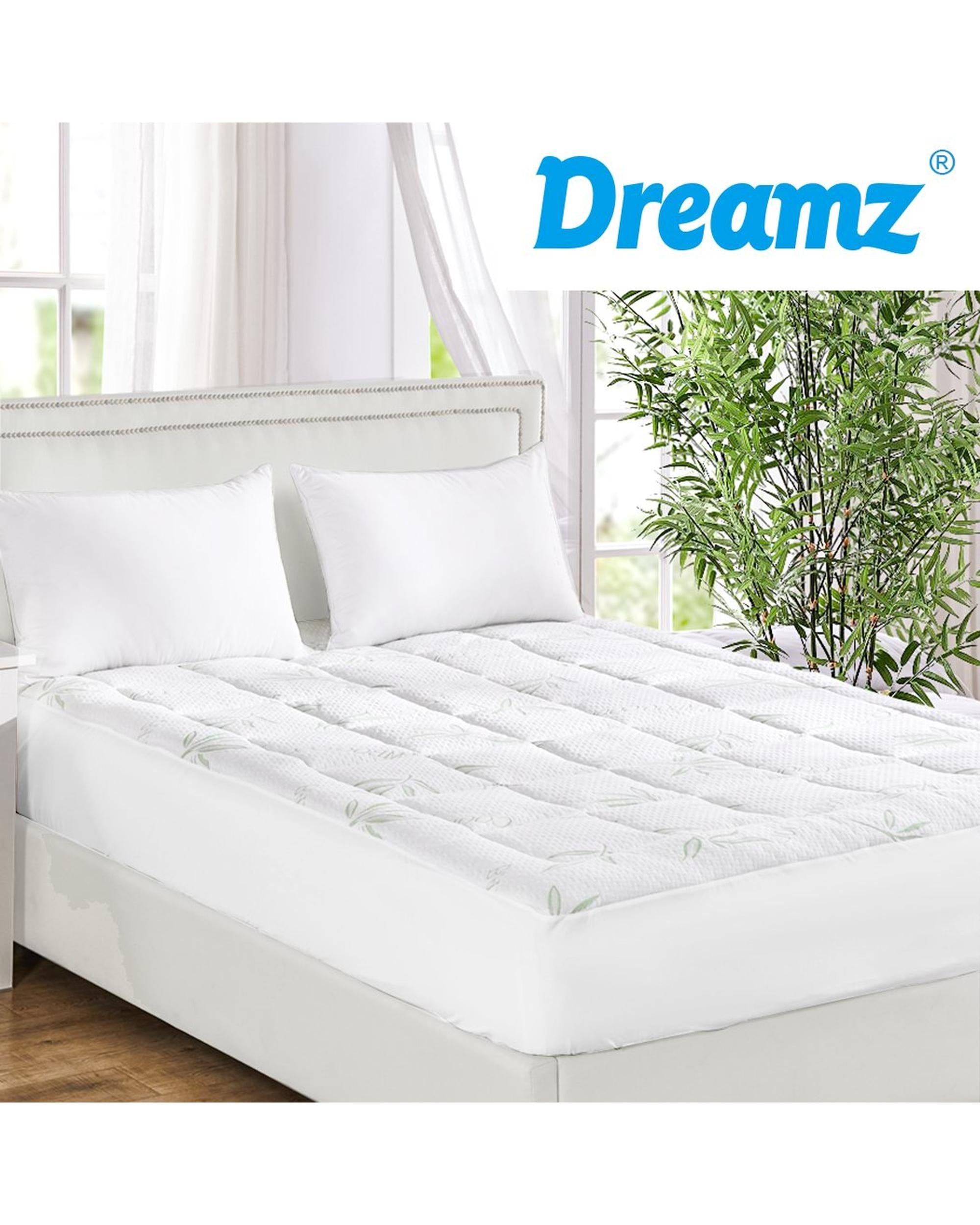 Dreamz Mattress Protector Bamboo Pillowtop Mattress Topper Protector Waterproof Cover King Single