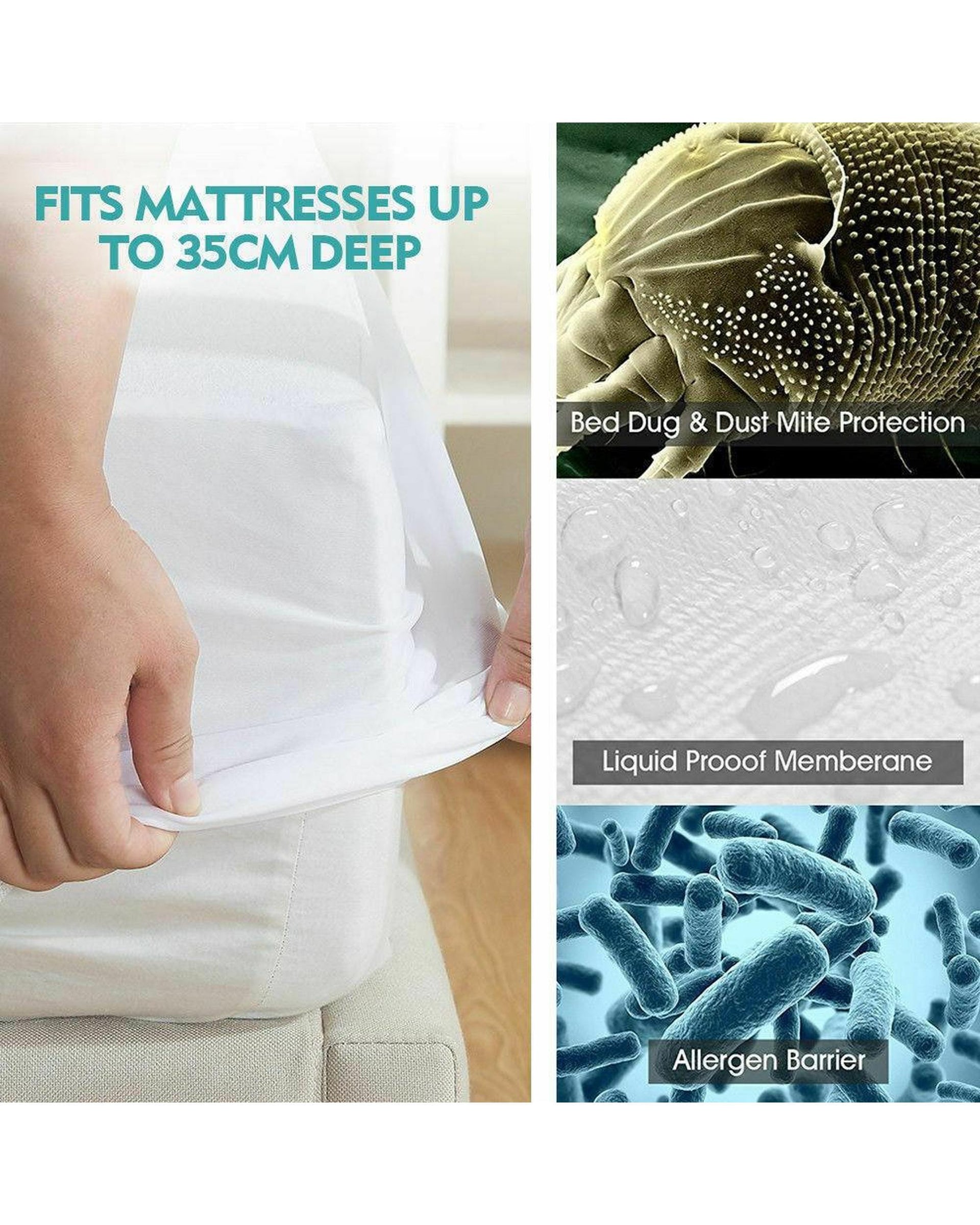 Dreamz Mattress Protector Fitted Waterproof Bed Mattress Protectors Covers Double