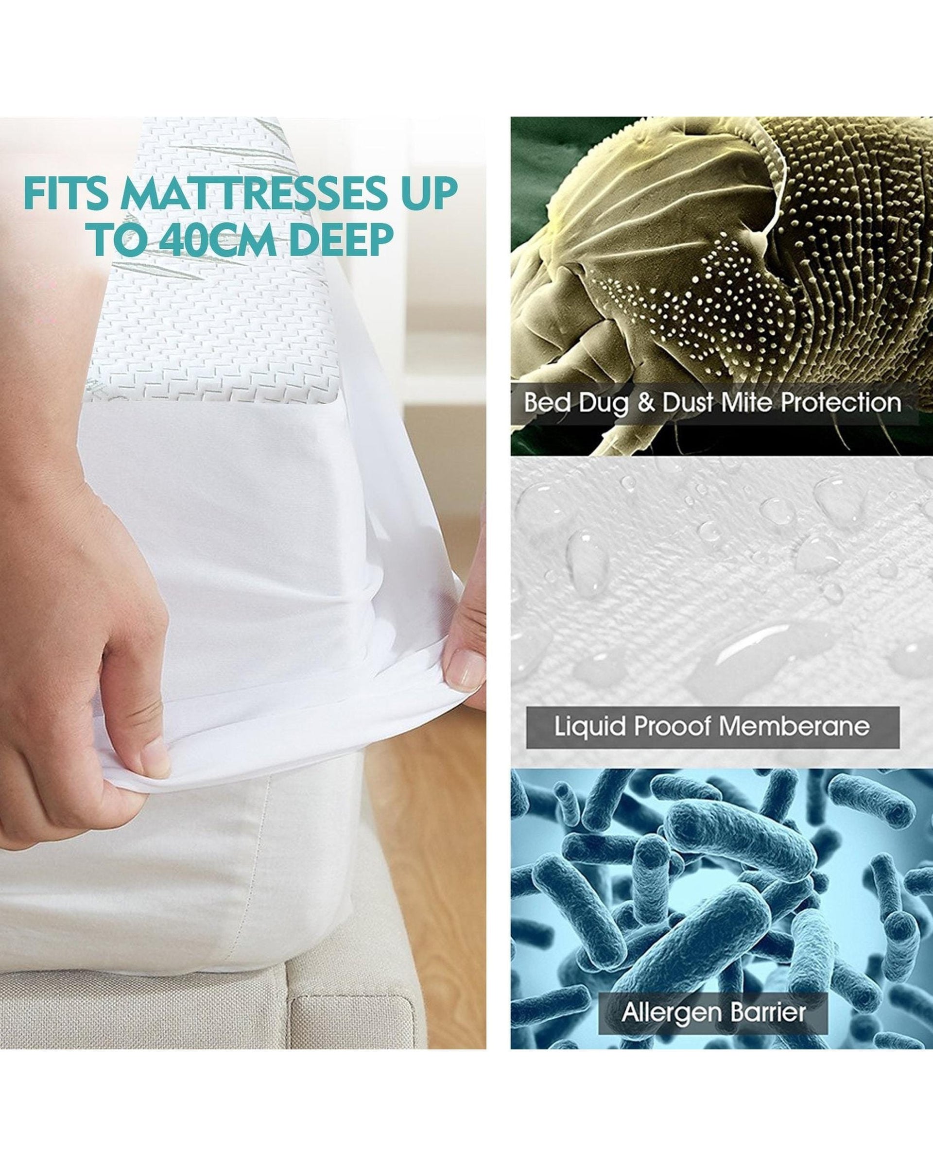 Dreamz Mattress Protector Fitted Waterproof Bed Mattress Protectors Covers Double