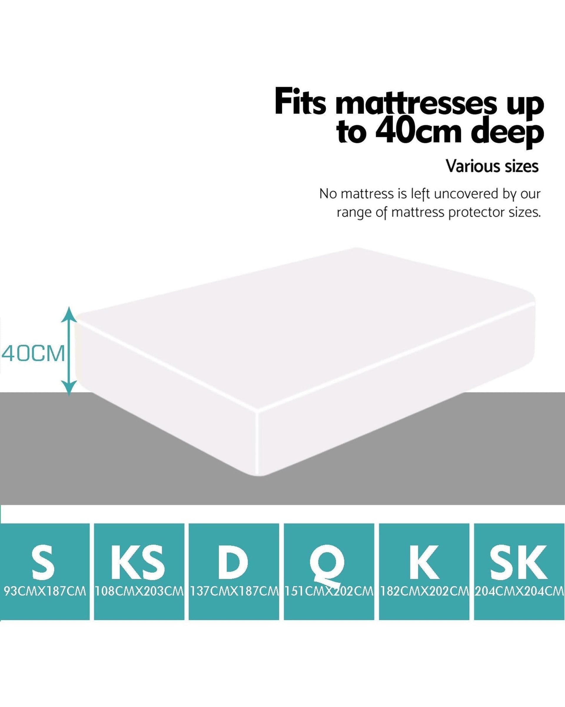 Dreamz Mattress Protector Fitted Waterproof Bed Mattress Protectors Covers Double