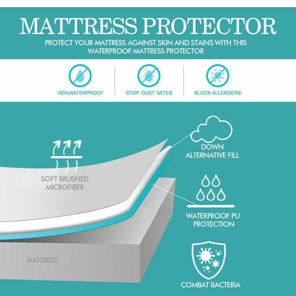 Dreamz Mattress Protector Fitted Waterproof Mattress Protector with Bamboo Fibre Cover Double Size