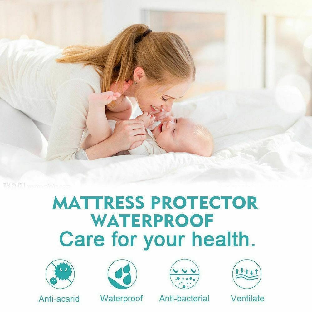 Dreamz Mattress Protector Fitted Waterproof Mattress Protector with Bamboo Fibre Cover Double Size
