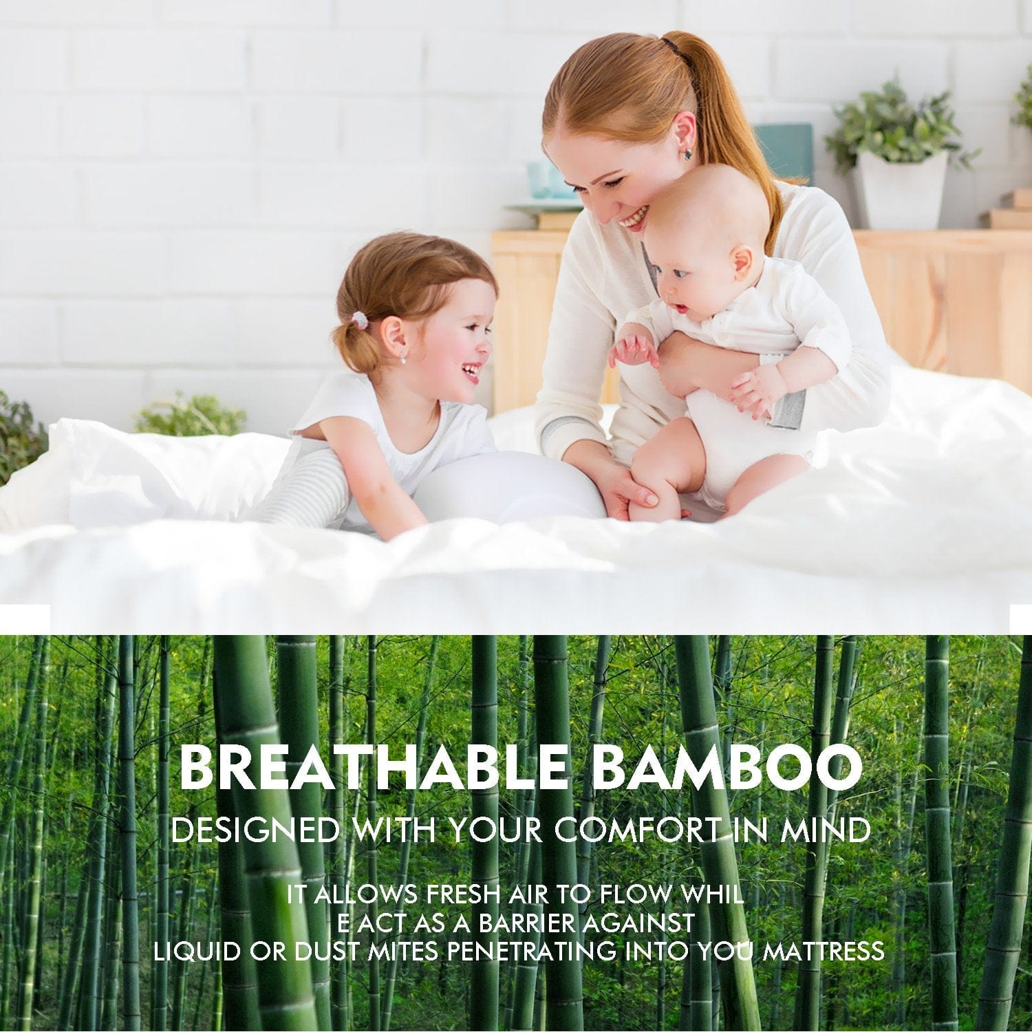 Dreamz Mattress Protector Fitted Waterproof Mattress Protector with Bamboo Fibre Cover Double Size