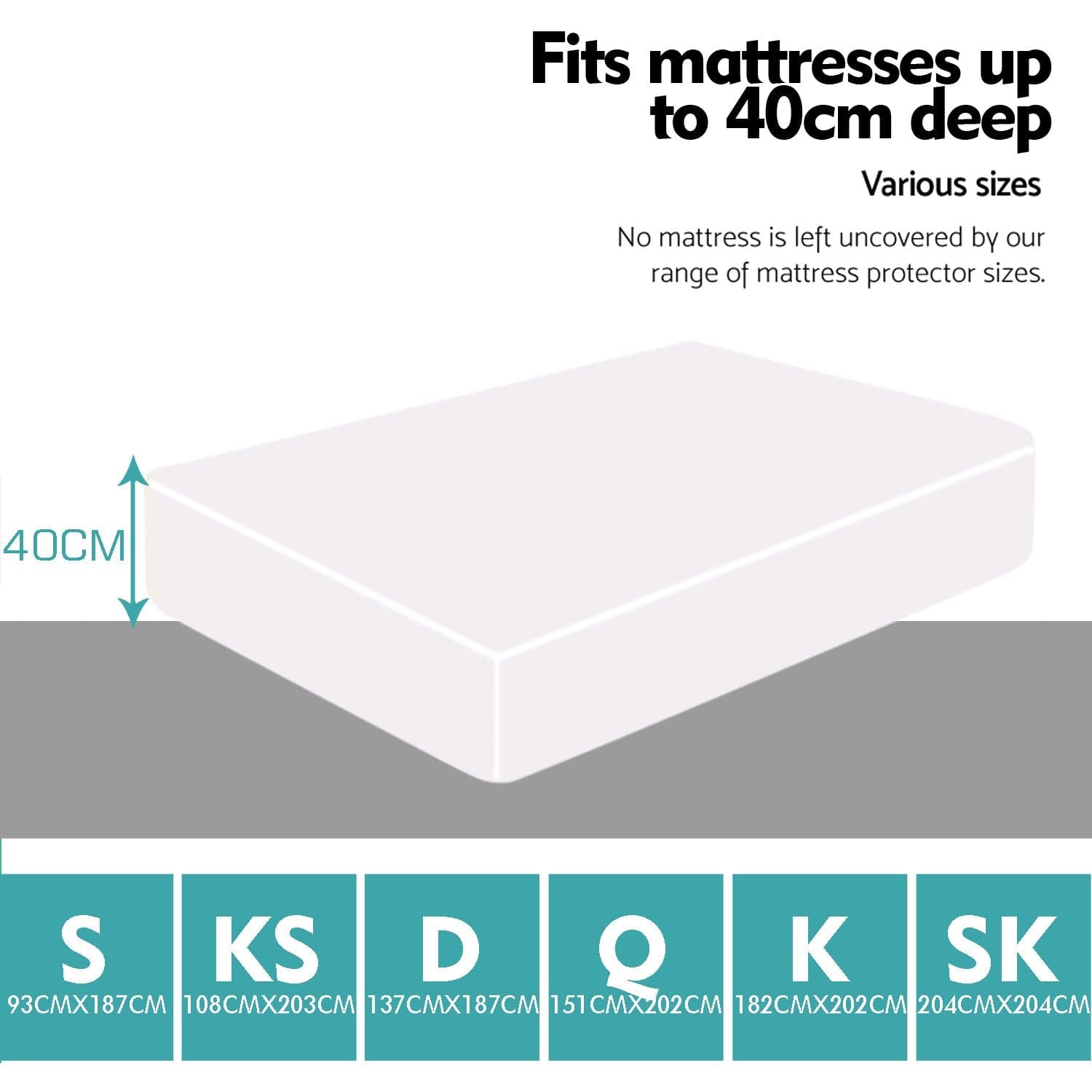 Dreamz Mattress Protector Fitted Waterproof Mattress Protector with Bamboo Fibre Cover Double Size