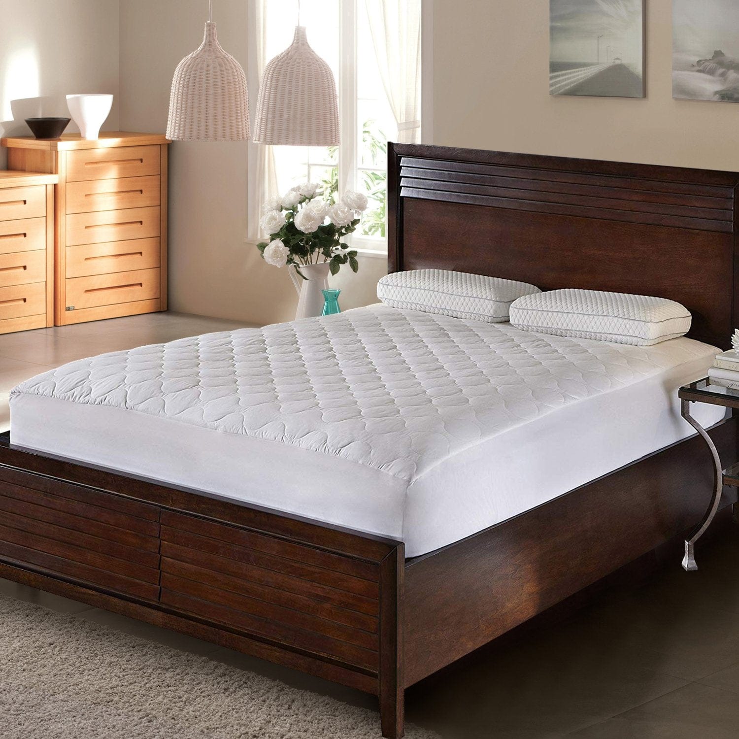 Dreamz Mattress Protector Fitted Waterproof Mattress Protector with Bamboo Fibre Cover King Single