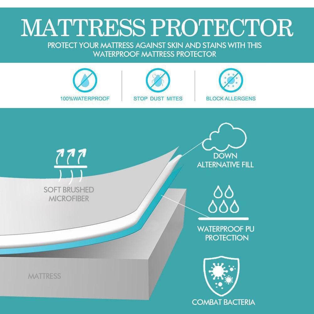 Dreamz Mattress Protector Fitted Waterproof Mattress Protector with Bamboo Fibre Cover King Single
