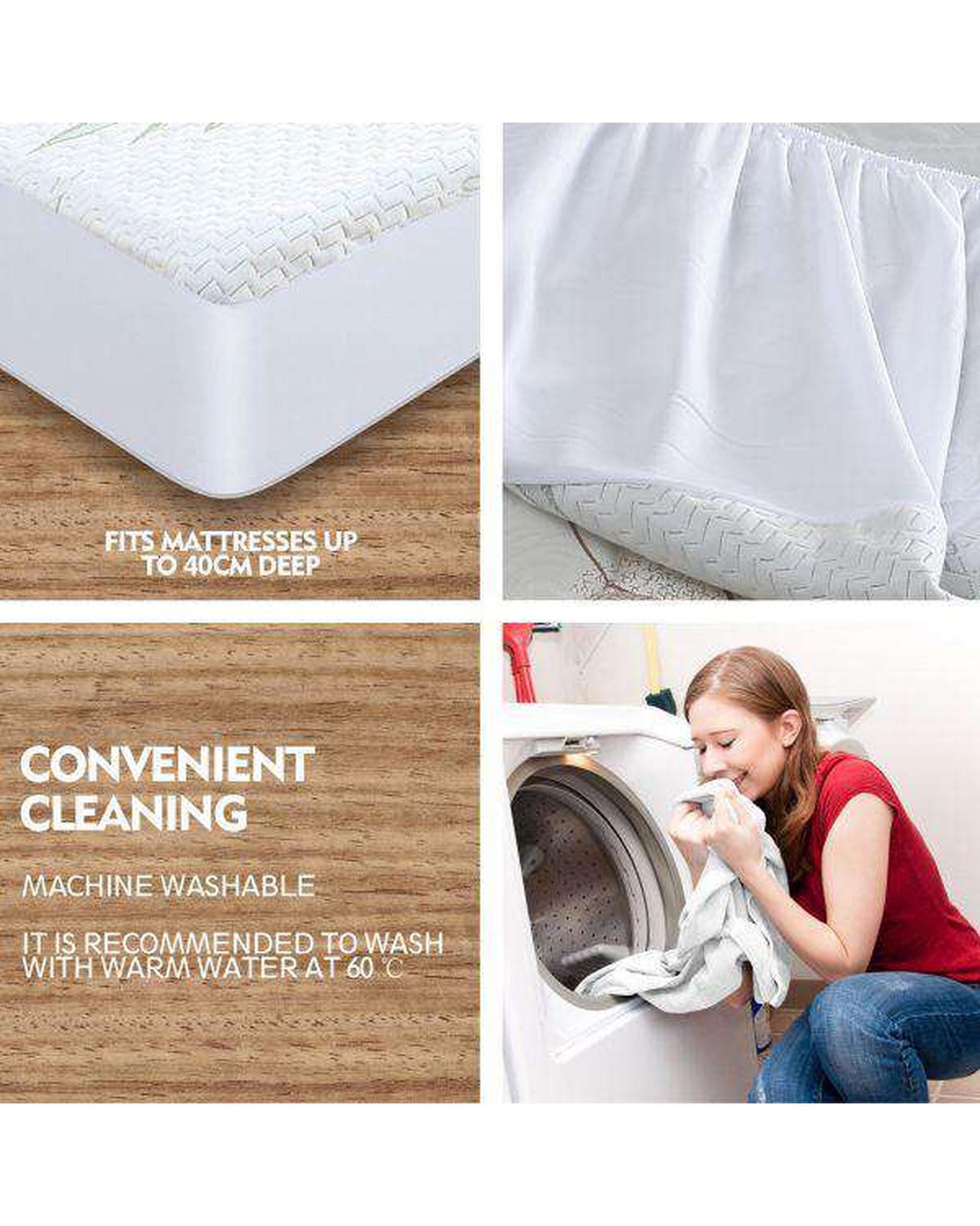 Dreamz Mattress Protector FULLY FITTED WATERPROOF BREATHABLE BAMBOO MATTRESS PROTECTOR - Single