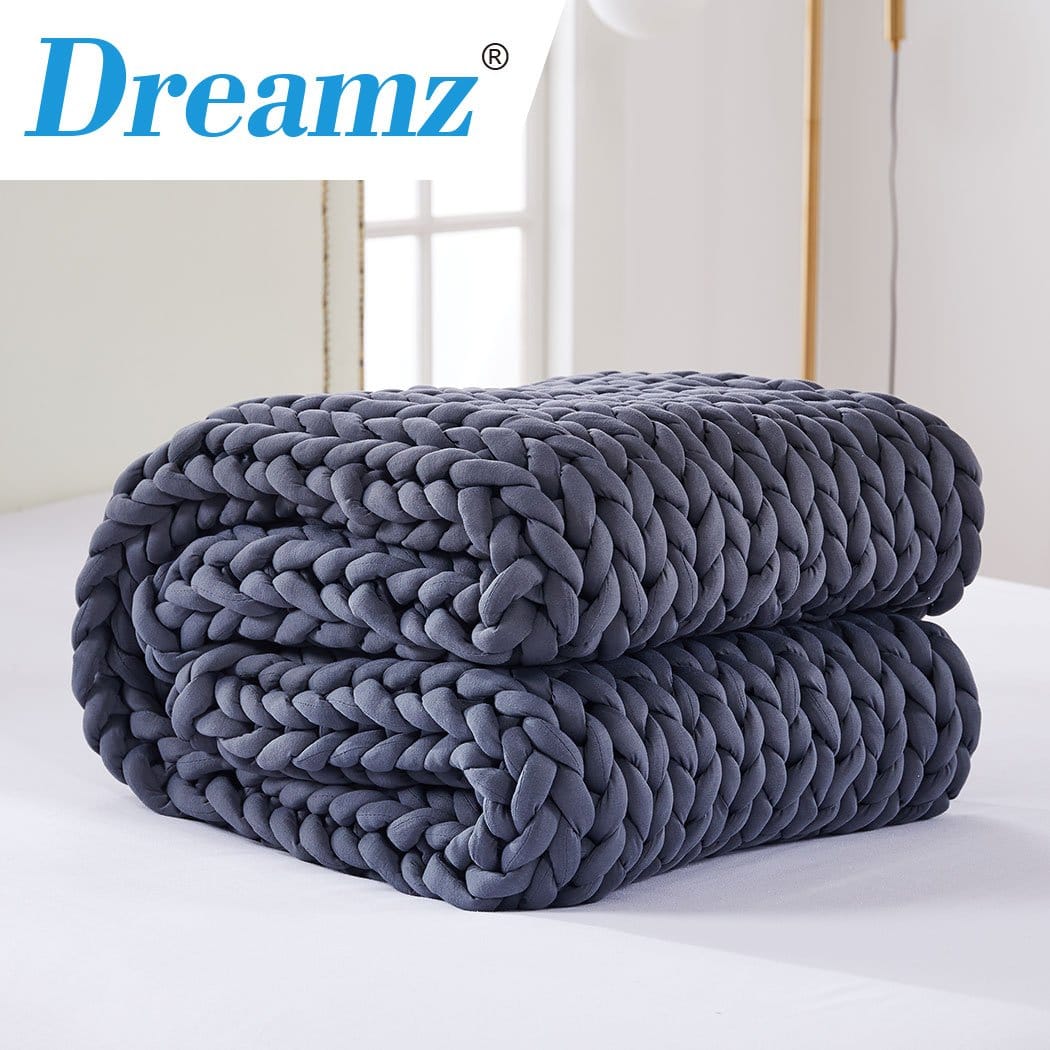 Dreamz Weighted Blanket Knitted Weighted Blanket 9KG Dark Grey