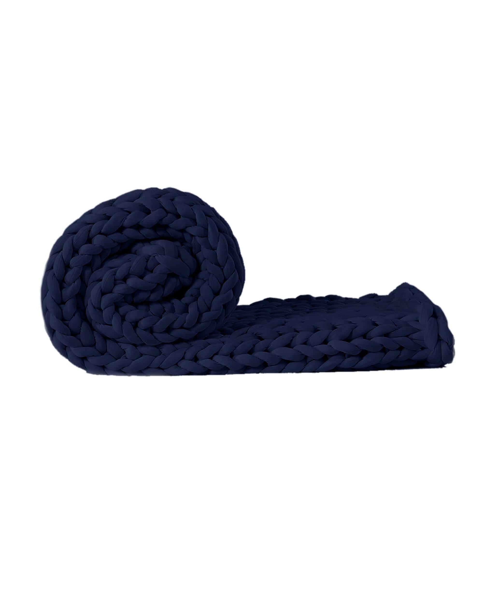 Dreamz Blanket Knitted Weighted Blanket Chunky Bulky Knit Throw Blanket 3KG Navy Blue