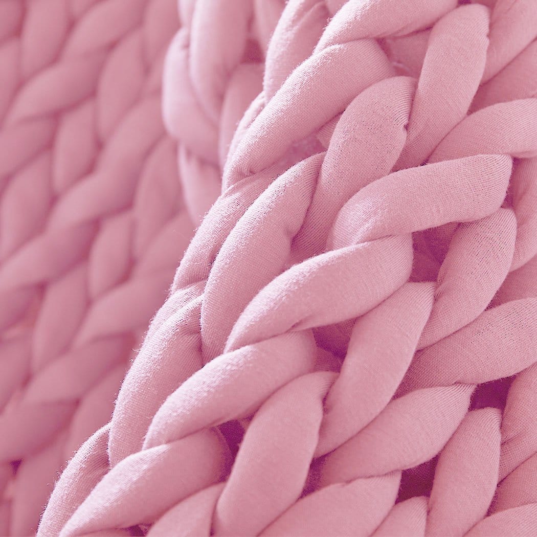 Dreamz Weighted Blanket Knitted Weighted Blanket Chunky Bulky Knit Throw Blanket 6.5KG Pink