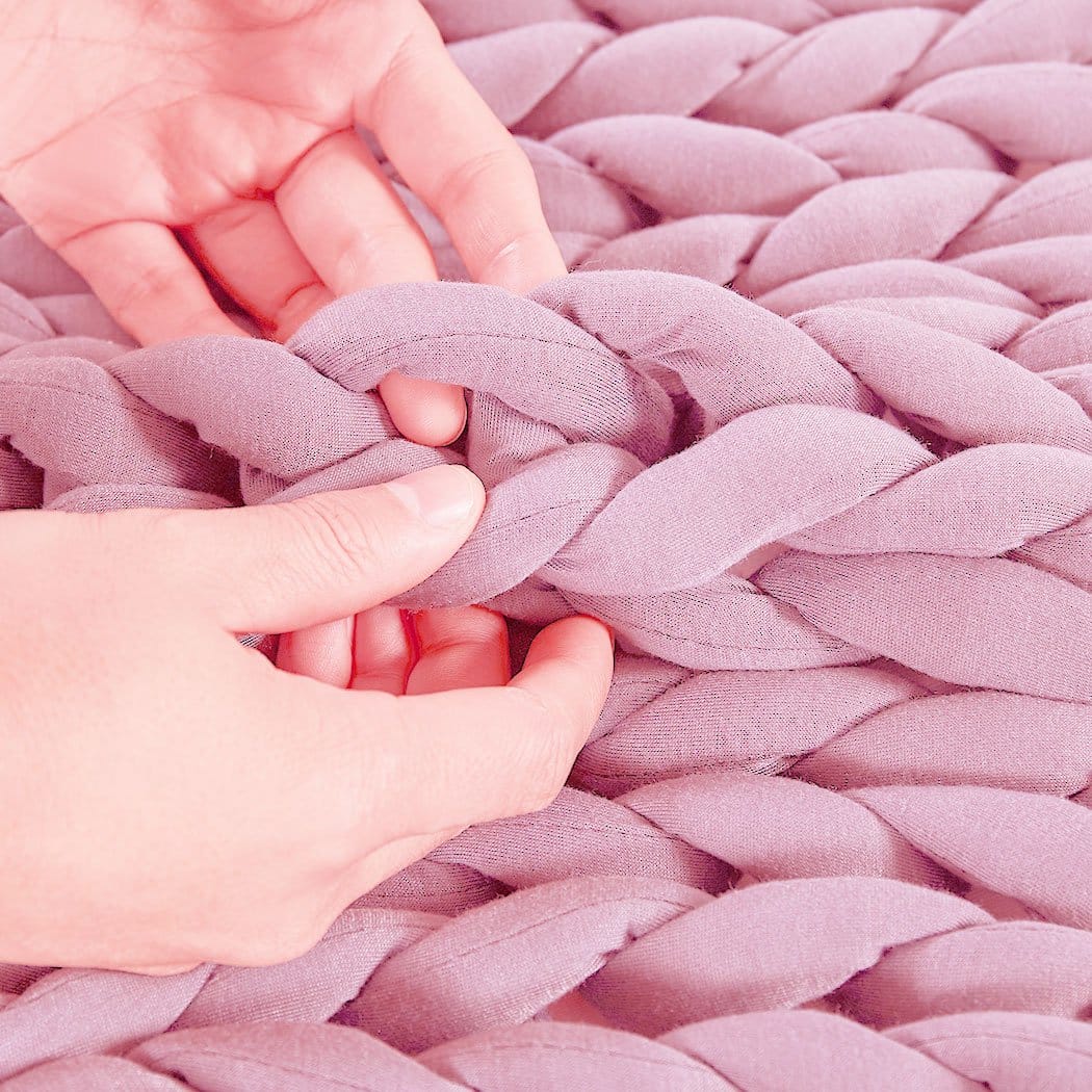 Dreamz Weighted Blanket Knitted Weighted Blanket Chunky Bulky Knit Throw Blanket 6.5KG Pink