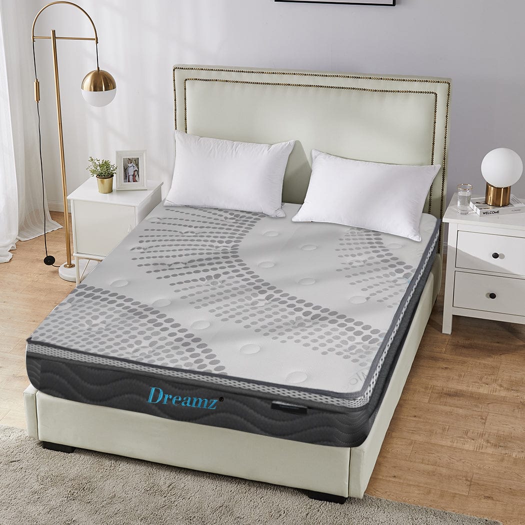 Dreamz Mattresses Mattress Pocket Spring Cool Gel Memory Foam  Euro Top Medium Soft 30CM
