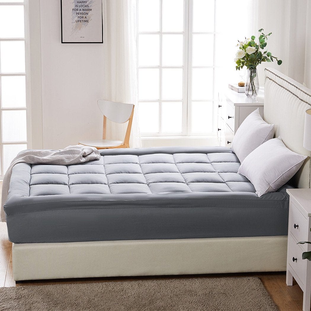 Dreamz Mattress Topper Mattress Topper Bamboo Fibre Luxury Pillowtop Mat Protector Cover Double