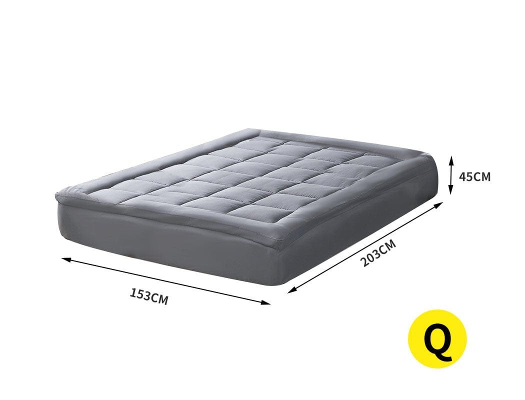Dreamz Mattress Topper Mattress Topper Bamboo Fibre Luxury Pillowtop Mat Protector Cover Queen