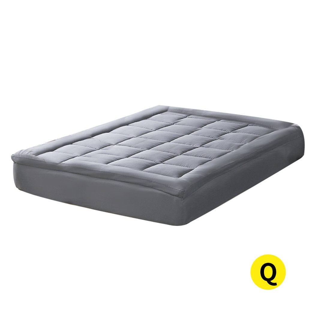 Dreamz Mattress Topper Mattress Topper Bamboo Fibre Luxury Pillowtop Mat Protector Cover Queen