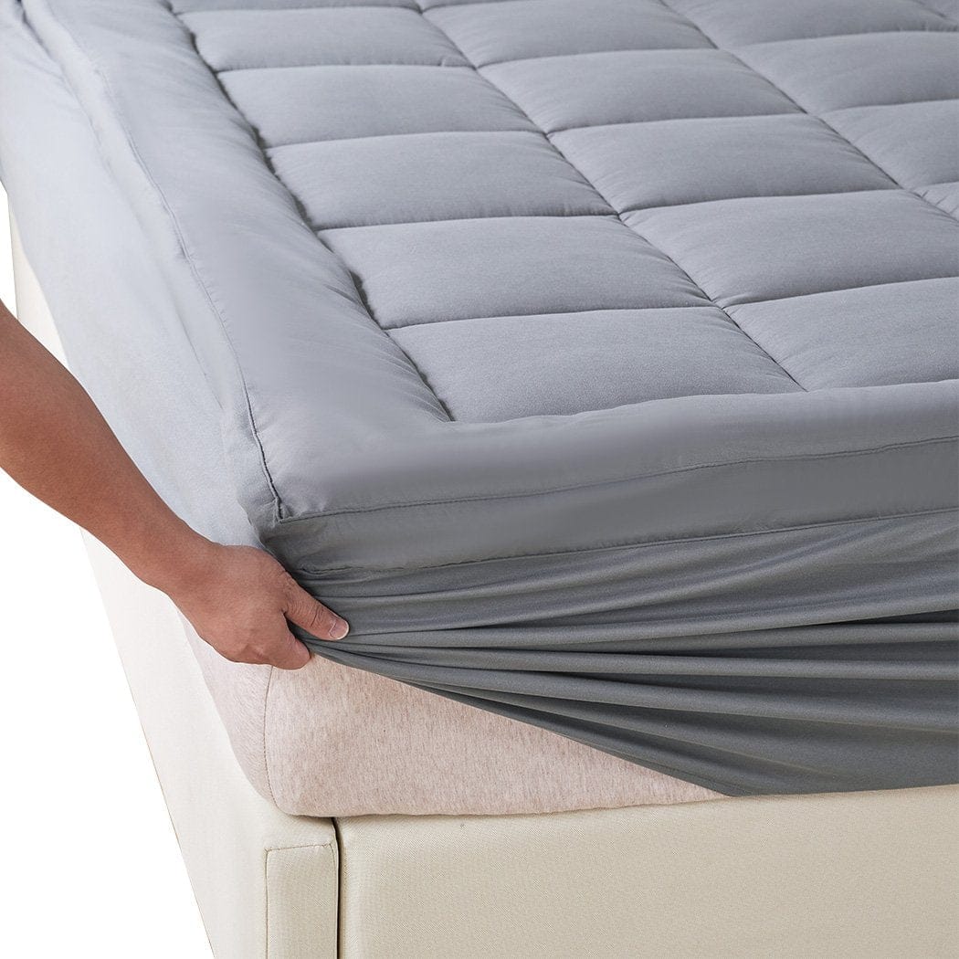 Dreamz Mattress Topper Mattress Topper Bamboo Fibre Luxury Pillowtop Mat Protector Cover Single
