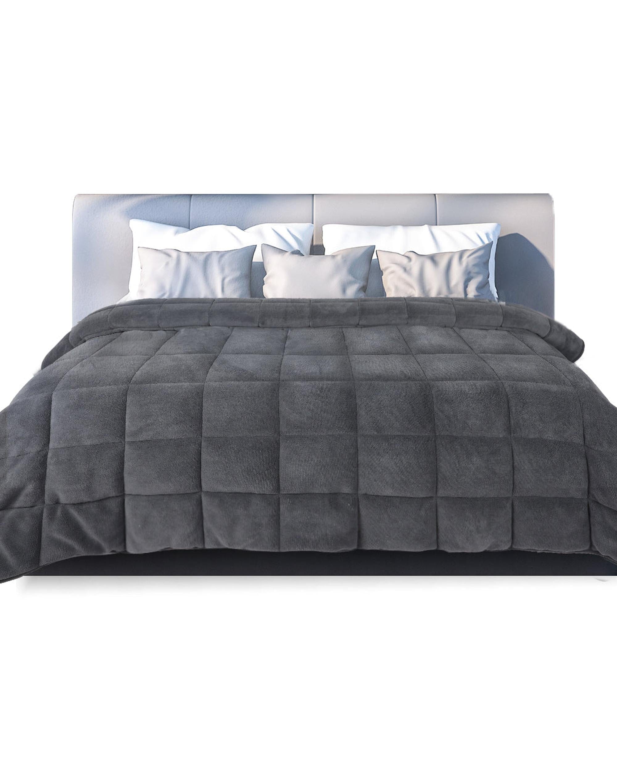 Dreamz Blanket Quilt Doona Comforter Blanket Velvet Winter Warm King Bedding Grey 500GSM