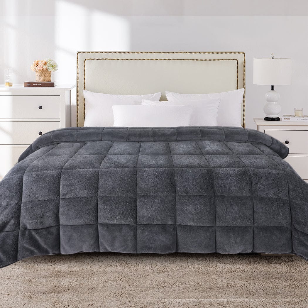 Dreamz Blanket Quilt Doona Comforter Blanket Velvet Winter Warm Queen Bedding Grey