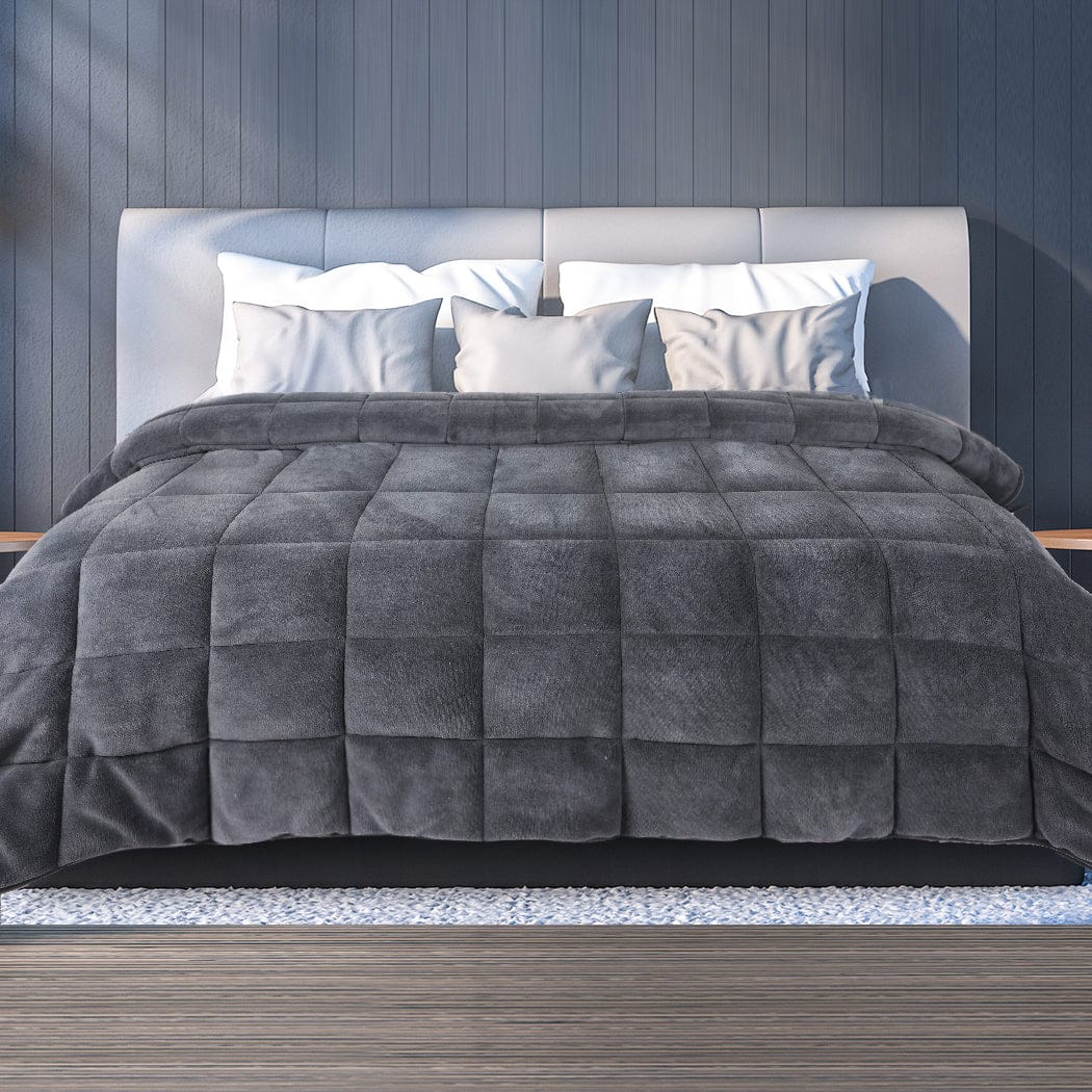 Dreamz Blanket Quilt Doona Comforter Blanket Velvet Winter Warm Queen Bedding Grey