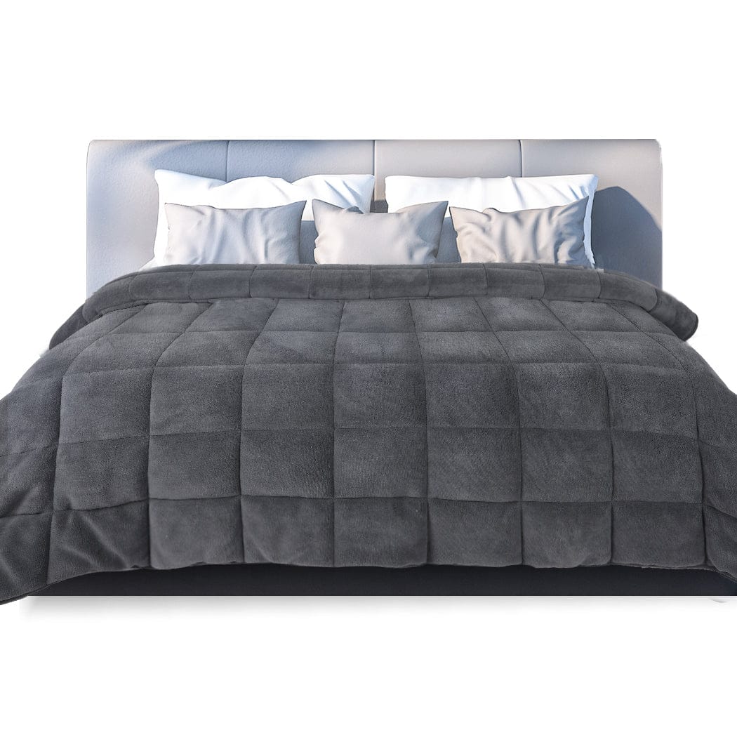 Dreamz Blanket Quilt Doona Comforter Blanket Velvet Winter Warm Queen Bedding Grey