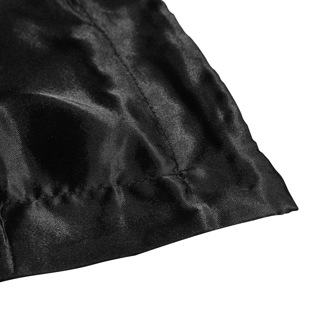 Dreamz Bed Sheets Silk Satin Quilt Duvet Cover Set in King Size in Black Colour