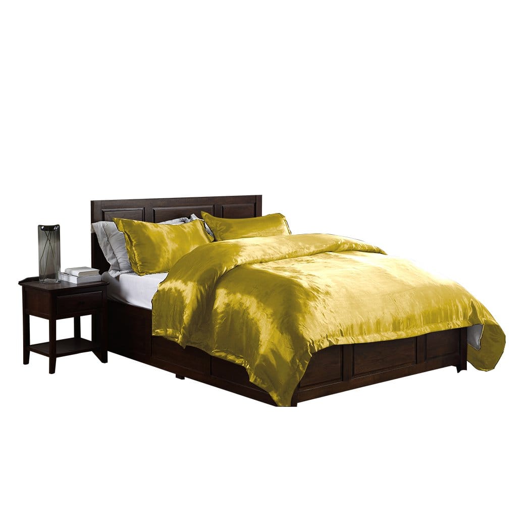 Dreamz Bed Sheets Silk Satin Quilt Duvet Cover Set in King Size in Ivory Colour