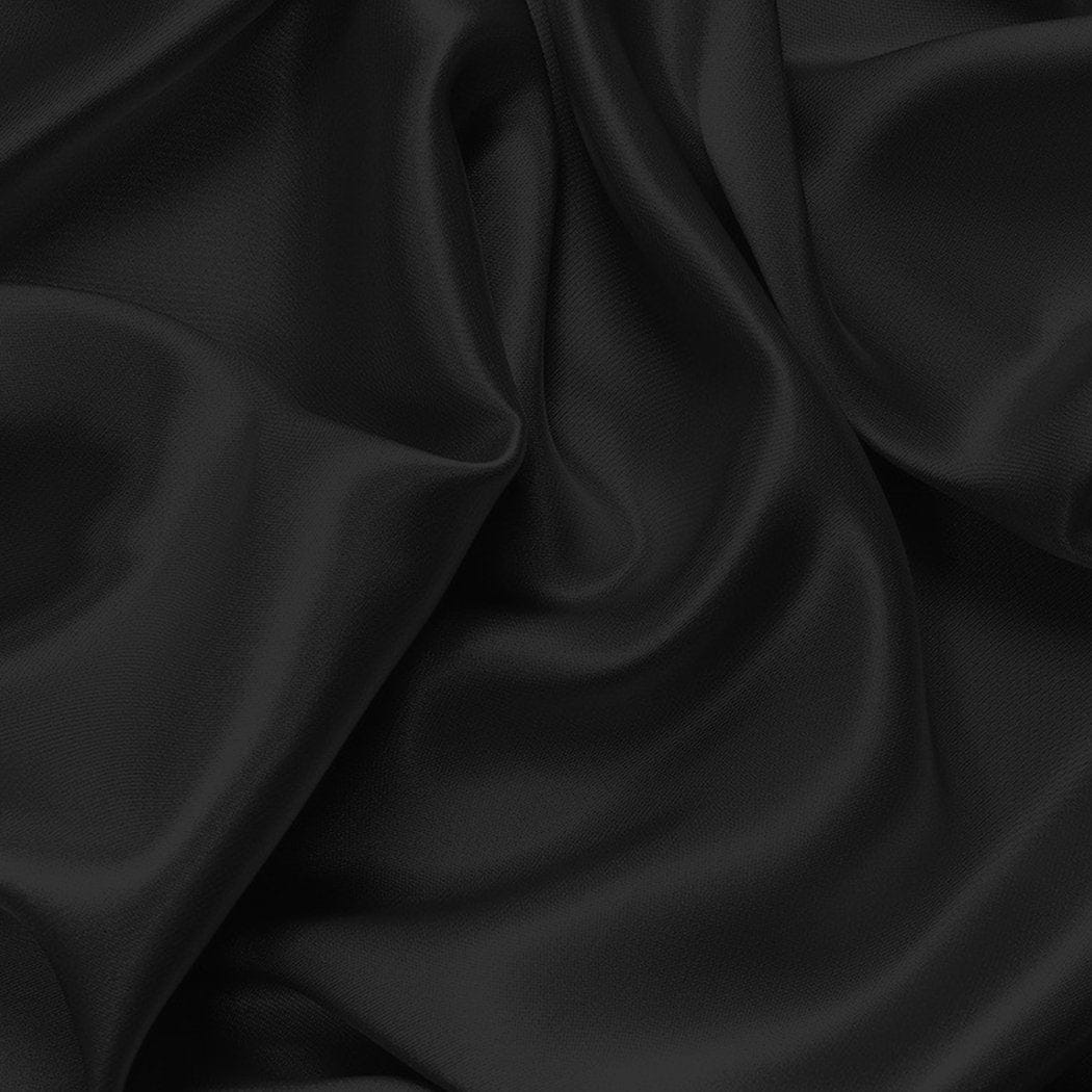 Dreamz Bed Sheets Silk Satin Quilt Duvet Cover Set in Single Size in Black Colour