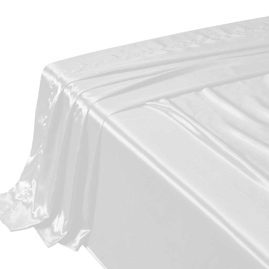 Dreamz Bed Sheets Silk Satin Quilt Duvet Cover Set in Single Size in Silver Colour